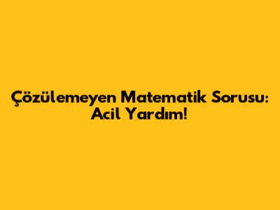 Çözülemeyen Matematik Sorusu: Acil Yardım!
