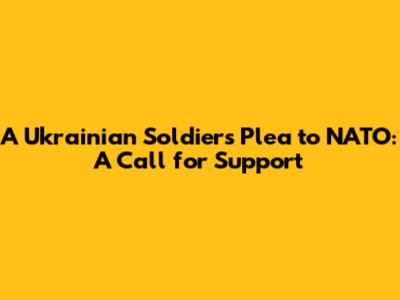 A Ukrainian Soldier's Plea to NATO: A Call for Support