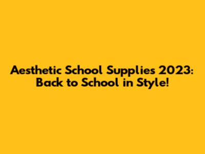 Aesthetic School Supplies 2023: Back to School in Style!