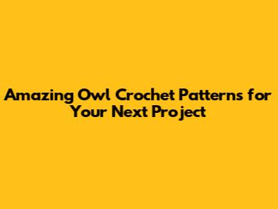 Amazing Owl Crochet Patterns for Your Next Project