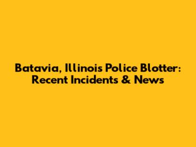 Batavia, Illinois Police Blotter: Recent Incidents & News