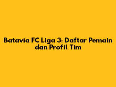 Batavia FC Liga 3: Daftar Pemain dan Profil Tim