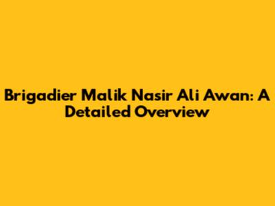 Brigadier Malik Nasir Ali Awan: A Detailed Overview