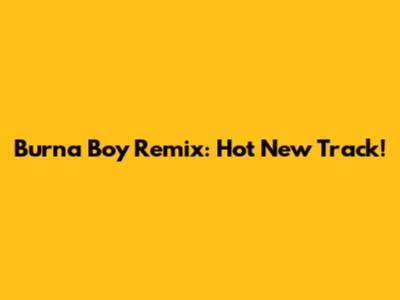 Burna Boy Remix: Hot New Track!