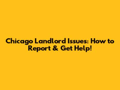Chicago Landlord Issues: How to Report & Get Help!