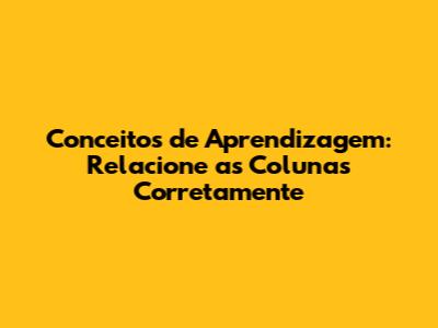 Conceitos de Aprendizagem: Relacione as Colunas Corretamente