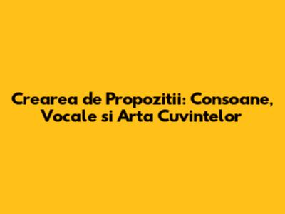 Crearea de Propozitii: Consoane, Vocale si Arta Cuvintelor