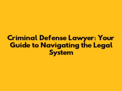 Criminal Defense Lawyer: Your Guide to Navigating the Legal System