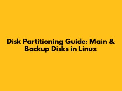 Disk Partitioning Guide: Main & Backup Disks in Linux