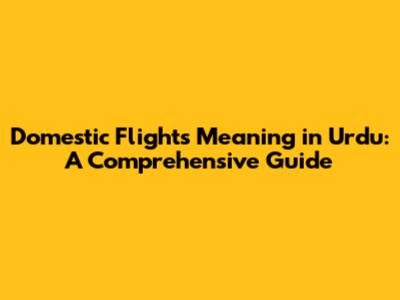 Domestic Flights Meaning in Urdu: A Comprehensive Guide