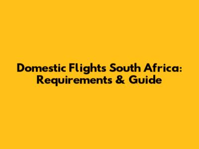 Domestic Flights South Africa: Requirements & Guide