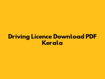 Driving Licence Download PDF Kerala
