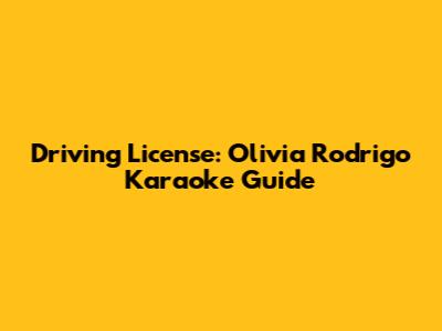 Driving License: Olivia Rodrigo Karaoke Guide
