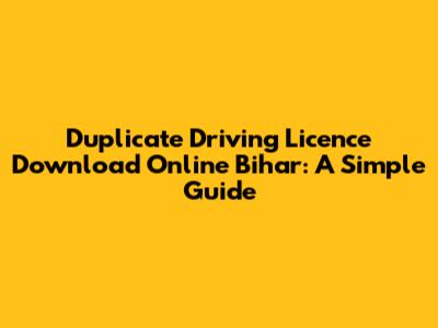Duplicate Driving Licence Download Online Bihar: A Simple Guide
