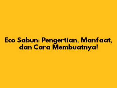 Eco Sabun: Pengertian, Manfaat, dan Cara Membuatnya!