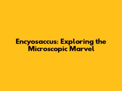 Encyosaccus: Exploring the Microscopic Marvel