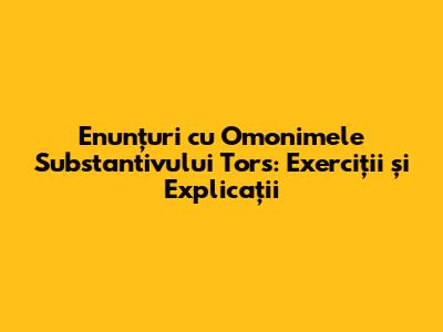 Enunțuri cu Omonimele Substantivului 'Tors': Exerciții și Explicații