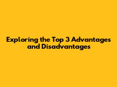 Exploring the Top 3 Advantages and Disadvantages