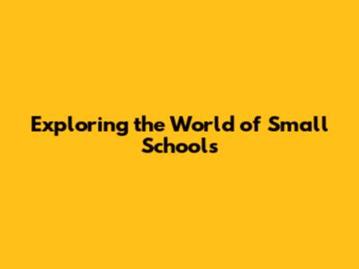 Exploring the World of Small Schools