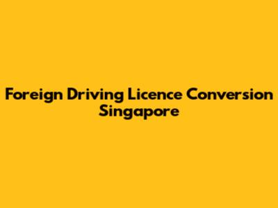 Foreign Driving Licence Conversion Singapore