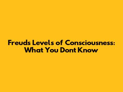 Freud's Levels of Consciousness: What You Don't Know