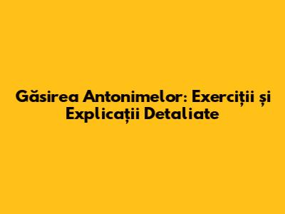 Găsirea Antonimelor: Exerciții și Explicații Detaliate