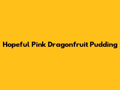 Hopeful Pink Dragonfruit Pudding