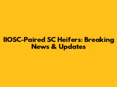 IIOSC-Paired SC Heifers: Breaking News & Updates