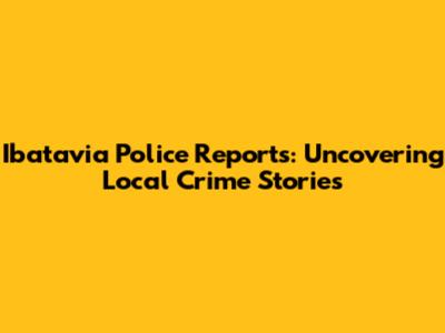 Ibatavia Police Reports: Uncovering Local Crime Stories