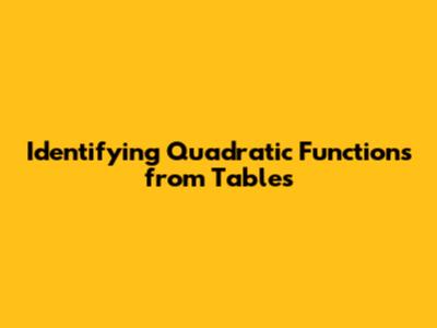 Identifying Quadratic Functions from Tables