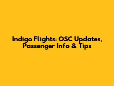 Indigo Flights: OSC Updates, Passenger Info & Tips