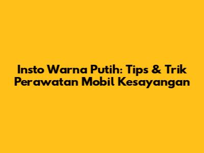 Insto Warna Putih: Tips & Trik Perawatan Mobil Kesayangan