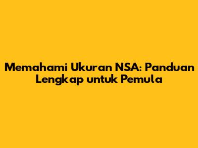 Memahami Ukuran NSA: Panduan Lengkap untuk Pemula