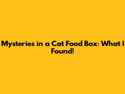 Mysteries in a Cat Food Box: What I Found!