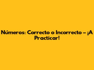 Números: Correcto o Incorrecto – ¡A Practicar!