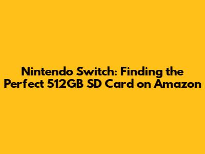 Nintendo Switch: Finding the Perfect 512GB SD Card on Amazon