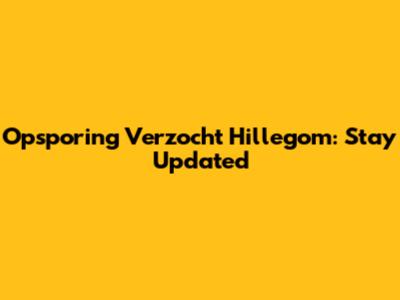 Opsporing Verzocht Hillegom: Stay Updated