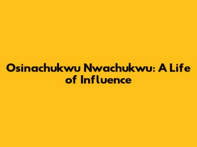 Osinachukwu Nwachukwu: A Life of Influence