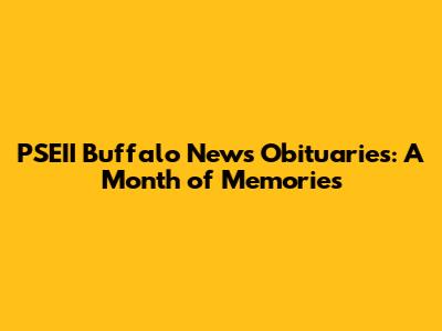 PSEII Buffalo News Obituaries: A Month of Memories