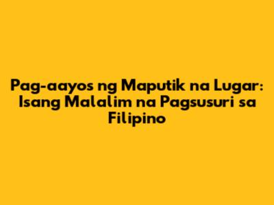 Pag-aayos ng Maputik na Lugar: Isang Malalim na Pagsusuri sa Filipino
