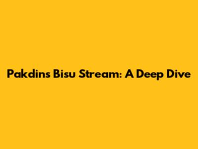 Pakdin's Bisu Stream: A Deep Dive