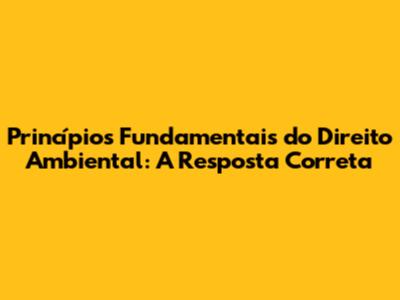 Princípios Fundamentais do Direito Ambiental: A Resposta Correta