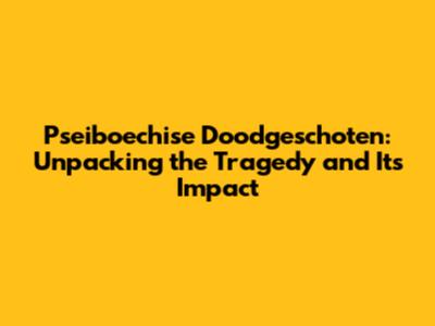 Pseiboechise Doodgeschoten: Unpacking the Tragedy and Its Impact