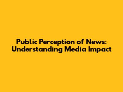 Public Perception of News: Understanding Media Impact