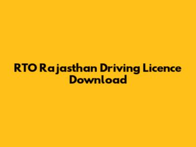 RTO Rajasthan Driving Licence Download