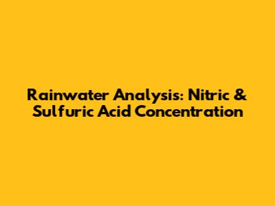 Rainwater Analysis: Nitric & Sulfuric Acid Concentration