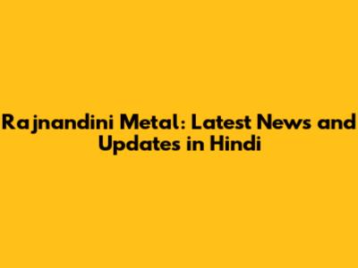 Rajnandini Metal: Latest News and Updates in Hindi