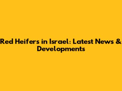 Red Heifers in Israel: Latest News & Developments