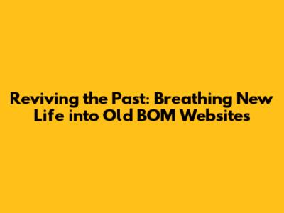 Reviving the Past: Breathing New Life into Old BOM Websites