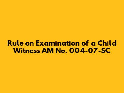 Rule on Examination of a Child Witness AM No. 004-07-SC